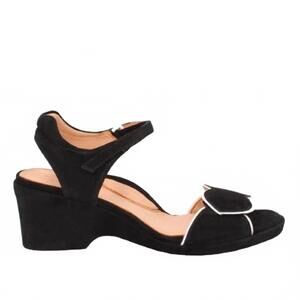 NEW L'AMOUR DES PIEDS women's marora suede sandal in black/white